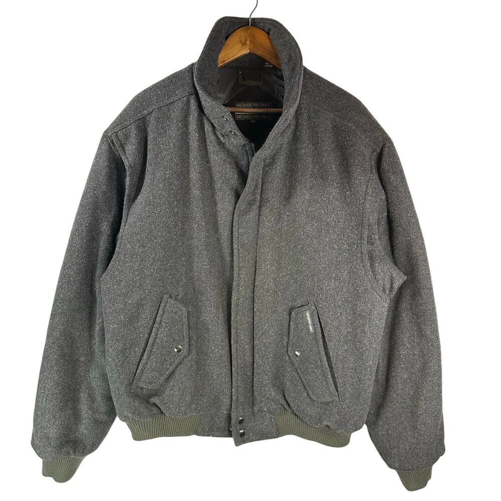 Vintage Members Only Wool Jacket Bomber Classic Streetwear Black Size 44L Long